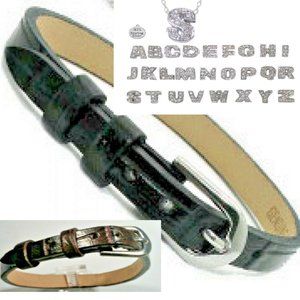 Sterling Silver 925 Block Letters Initial Bracelet Brown leather adjustable NWT